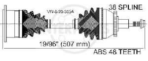 Semieje Garma Volkswagen Sharam Man 03/06 505mm 38/Estrella