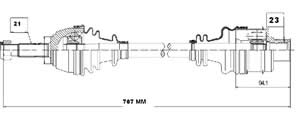 Semieje Garma Renault Clio 1.1 1.2 1.4 90/98 Der 707mm 21/23
