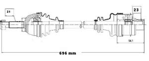 Semieje Garma Renault Express Der 696mm 21/23