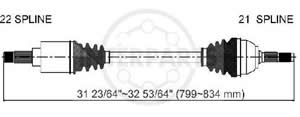 Semieje Garma Peugeot 106 92/96 Der 827mm 21/22 Mang 73mm