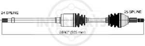 Semieje Garma Peugeot 307 1.6 2.0D Der 925mm 25/24 M350mm