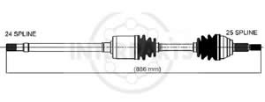 Semieje Garma Peugeot 405 1.6 1.9D 92/. Der 885mm 25/24 M350