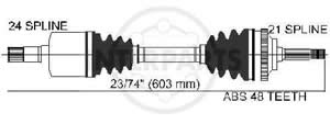 Semieje Garma Peugeot 206 1.9D 98/.. Izq 603mm 21/24 M69mm