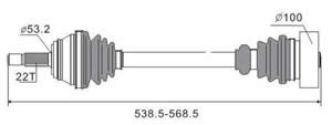 Semieje Garma Volkswagen Polo Diesel Izq 530mm 22/ø 100mm