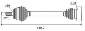 Semieje Garma Volkswagen Gol Trend Izq 540mm 22/ø 100mm