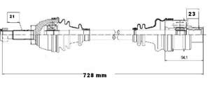 Semieje Garma Renault Kangoo 98/.. Der 728mm 21/23